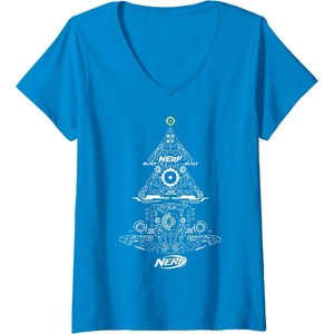 Nerf Christmas Tree Toy Icons Collage V-Neck T-Shirt(Sapphire Blue)