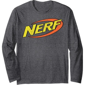 Nerf Classic Distressed Retro Color Logo Long Sleeve T-Shirt(Dark Heather Grey)