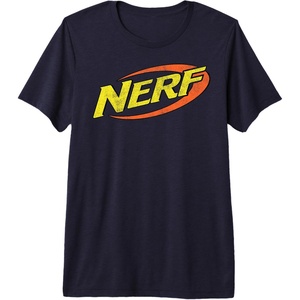 Nerf Classic Distressed Retro Color Logo Premium Tri-blend T-Shirt(Navy Blue)