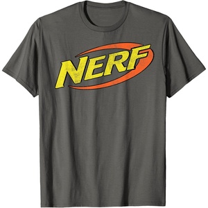 Nerf Classic Distressed Retro Color Logo T-Shirt Small(Asphalt Grey)