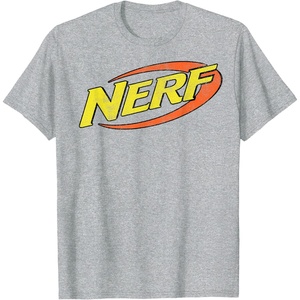 Nerf Classic Distressed Retro Color Logo T-Shirt Small(Heather Grey)