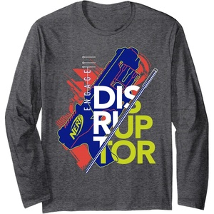 Nerf Engage Disruptor Retro Vintage Text Stack Long Sleeve T-Shirt(Dark Heather Grey)