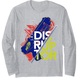 Nerf Engage Disruptor Retro Vintage Text Stack Long Sleeve T-Shirt(Heather Grey)