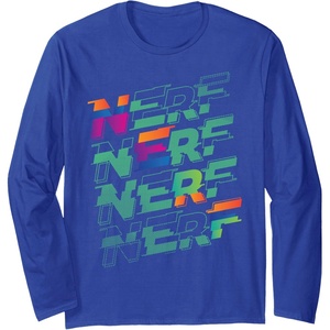 Nerf Glitch Color Logo Stack Long Sleeve T-Shirt(Royal Blue)