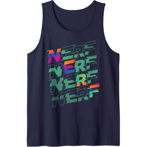 Nerf Glitch Color Logo Stack Tank Top(Navy Blue)