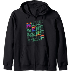 Nerf Glitch Color Logo Stack Zip Hoodie(Black)