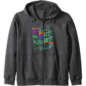 Nerf Glitch Color Logo Stack Zip Hoodie(Dark Heather Grey)