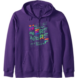 Nerf Glitch Color Logo Stack Zip Hoodie(Purple)