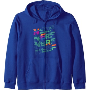 Nerf Glitch Color Logo Stack Zip Hoodie(Royal Blue)