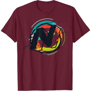 Nerf Glitch Colour Graphic Logo T-Shirt(Burgundy)