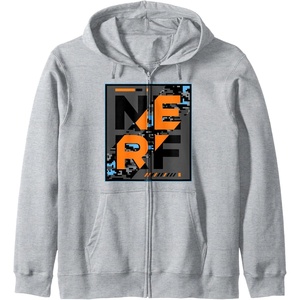 Nerf Glitch Poster Zip Hoodie(Heather Grey)