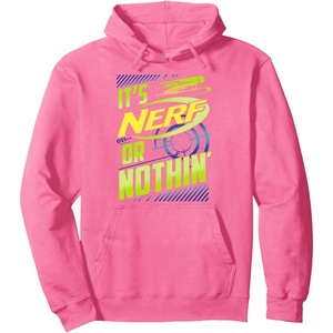 Nerf It’s Nerf Or Nothin’ Retro Bold Logo Pullover Hoodie(Bright Pink)