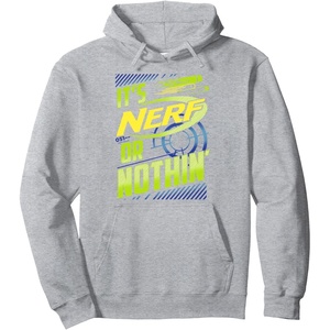 Nerf It’s Nerf Or Nothin’ Retro Bold Logo Pullover Hoodie(Heather Grey)