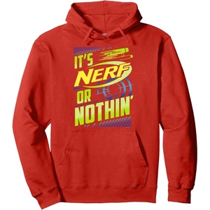 Nerf It’s Nerf Or Nothin’ Retro Bold Logo Pullover Hoodie(Red)
