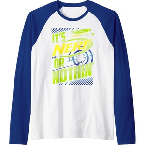 Nerf It’s Nerf Or Nothin’ Retro Bold Logo Raglan Baseball Tee(Royal Blue/White)