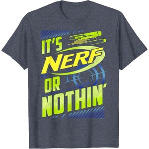 Nerf It’s Nerf Or Nothin’ Retro Bold Logo T-Shirt Small(Heather Blue)