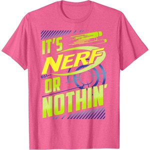 Nerf It’s Nerf Or Nothin’ Retro Bold Logo T-Shirt Small(Pink Heather)