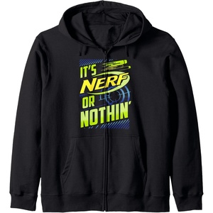 Nerf It’s Nerf Or Nothin’ Retro Bold Logo Zip Hoodie(Black)