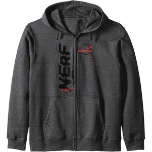 Nerf It’s Nerf Or Nothing Target Bullseye Side Graphic Zip Hoodie(Dark Heather Grey)
