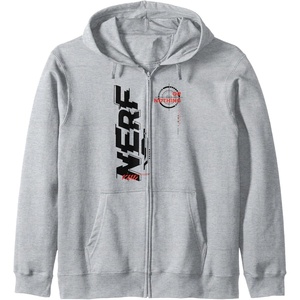 Nerf It’s Nerf Or Nothing Target Bullseye Side Graphic Zip Hoodie(Heather Grey)