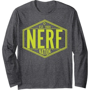 Nerf Nation Est 1969 Neon Badge Logo Long Sleeve T-Shirt(Dark Heather Grey)