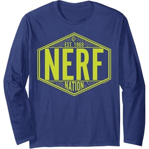 Nerf Nation Est 1969 Neon Badge Logo Long Sleeve T-Shirt(Navy Blue)
