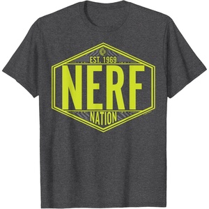 Nerf Nation Est 1969 Neon Badge Logo T-Shirt(Dark Heather Grey)