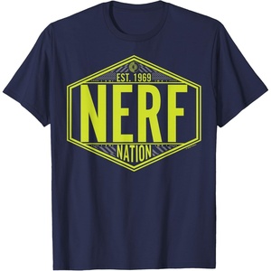 Nerf Nation Est 1969 Neon Badge Logo T-Shirt(Navy Blue)