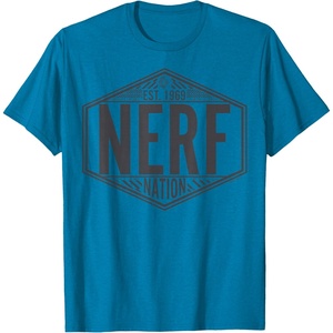 Nerf Nation Est 1969 Neon Badge Logo V2 T-Shirt(Sapphire Blue)