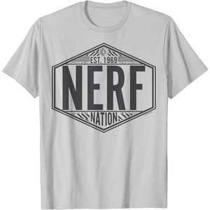 Nerf Nation Est 1969 Neon Badge Logo V2 T-Shirt(Silver Grey)