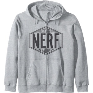 Nerf Nation Est 1969 Neon Badge Logo V2 Zip Hoodie(Heather Grey)