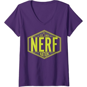 Nerf Nation Est 1969 Neon Badge Logo V-Neck T-Shirt(Purple)