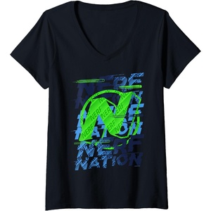 Nerf Nation N Logo Stack V-Neck T-Shirt(Black)