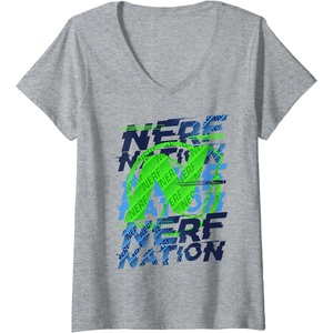 Nerf Nation N Logo Stack V-Neck T-Shirt(Heather Grey)