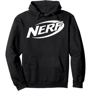 Nerf Simple White Retro Logo Pullover Hoodie(Black)