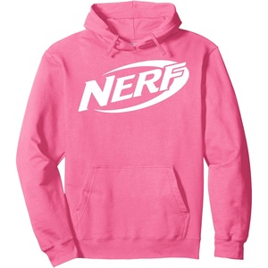 Nerf Simple White Retro Logo Pullover Hoodie(Bright Pink)