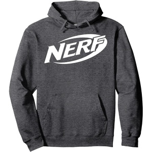 Nerf Simple White Retro Logo Pullover Hoodie(Dark Heather Grey)