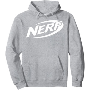 Nerf Simple White Retro Logo Pullover Hoodie(Heather Grey)