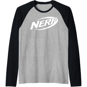 Nerf Simple White Retro Logo Raglan Baseball Tee(Black/Athletic Heather)