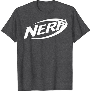 Nerf Simple White Retro Logo T-Shirt(Dark Heather Grey)