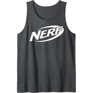 Nerf Simple White Retro Logo Tank Top(Dark Heather Grey)