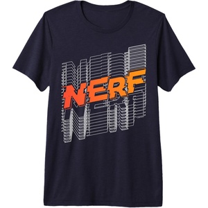 Nerf Stacked Silhouette Retro Nerf Action Logo Premium Tri-blend T-Shirt(Navy Blue)