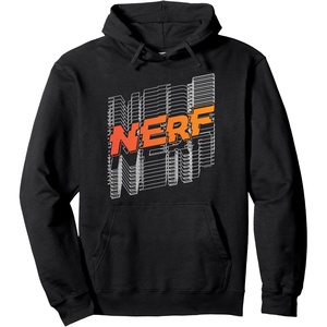 Nerf Stacked Silhouette Retro Nerf Action Logo Pullover Hoodie(Black)