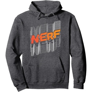 Nerf Stacked Silhouette Retro Nerf Action Logo Pullover Hoodie(Dark Heather Grey)