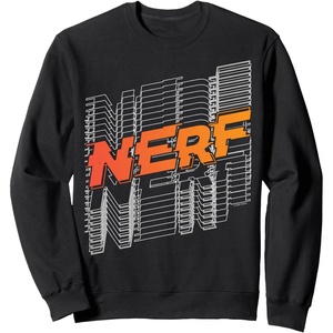 Nerf Stacked Silhouette Retro Nerf Action Logo Sweatshirt(Black)