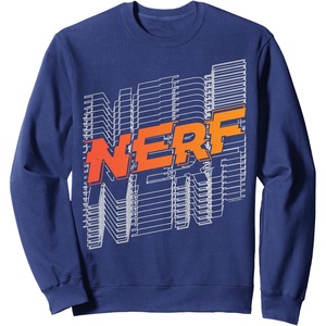 Nerf Stacked Silhouette Retro Nerf Action Logo Sweatshirt(Navy Blue)