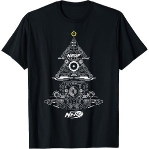 Nerf Unisex-Adults Kids T-Shirt Christmas Tree Icon Collage Black Small Classic Fit Short Sleeve Crew Neck T-Shirt(Black)