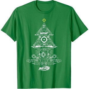 Nerf Unisex-Adults Kids T-Shirt Christmas Tree Icon Collage Black Small Classic Fit Short Sleeve Crew Neck T-Shirt(Kelly Green)