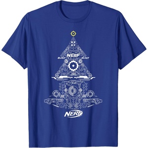 Nerf Unisex-Adults Kids T-Shirt Christmas Tree Icon Collage Black Small Classic Fit Short Sleeve Crew Neck T-Shirt(Royal Blue)