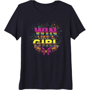 Nerf Win Like A Girl Premium Tri-blend T-Shirt(Navy Blue)